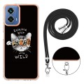 For Motorola Moto G34 Electroplating Dual-side IMD Phone Case with Lanyard(Natural Growth)