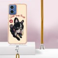 For Motorola Moto G34 Electroplating Dual-side IMD Phone Case with Lanyard(Lucky Dog)