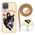 For Samsung Galaxy A12 Electroplating Dual-side IMD Phone Case with Lanyard(Lucky Dog)