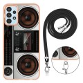 For Samsung Galaxy A14 5G / 4G Electroplating Dual-side IMD Phone Case with Lanyard(Retro Radio)