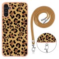 For Samsung Galaxy A23 5G / 4G Electroplating Dual-side IMD Phone Case with Lanyard(Leopard Print)