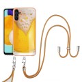 For Samsung Galaxy A53 5G Electroplating Dual-side IMD Phone Case with Lanyard(Draft Beer)