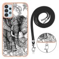 For Samsung Galaxy A54 5G Electroplating Dual-side IMD Phone Case with Lanyard(Totem Elephant)