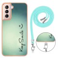 For Samsung Galaxy S21+ 5G Electroplating Dual-side IMD Phone Case with Lanyard(Smile)
