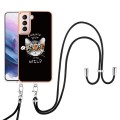 For Samsung Galaxy S21+ 5G Electroplating Dual-side IMD Phone Case with Lanyard(Natural Growth)