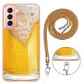 For Samsung Galaxy S21 5G Electroplating Dual-side IMD Phone Case with Lanyard(Draft Beer)