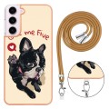 For Samsung Galaxy S22 5G Electroplating Dual-side IMD Phone Case with Lanyard(Lucky Dog)