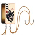 For Samsung Galaxy S22+ 5G Electroplating Dual-side IMD Phone Case with Lanyard(Lucky Dog)