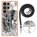 For Samsung Galaxy S23 Ultra 5G Electroplating Dual-side IMD Phone Case with Lanyard(Totem Elephant)