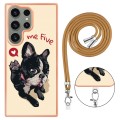 For Samsung Galaxy S23 Ultra 5G Electroplating Dual-side IMD Phone Case with Lanyard(Lucky Dog)