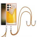 For Samsung Galaxy S24 Ultra 5G Electroplating Dual-side IMD Phone Case with Lanyard(Draft Beer)