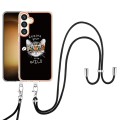 For Samsung Galaxy S24+ 5G Electroplating Dual-side IMD Phone Case with Lanyard(Natural Growth)