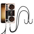 For Samsung Galaxy S24+ 5G Electroplating Dual-side IMD Phone Case with Lanyard(Retro Radio)
