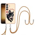 For Samsung Galaxy S24+ 5G Electroplating Dual-side IMD Phone Case with Lanyard(Lucky Dog)