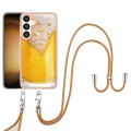 For Samsung Galaxy S24+ 5G Electroplating Dual-side IMD Phone Case with Lanyard(Draft Beer)