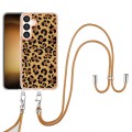 For Samsung Galaxy S24 5G Electroplating Dual-side IMD Phone Case with Lanyard(Leopard Print)