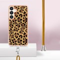 For Samsung Galaxy S24 5G Electroplating Dual-side IMD Phone Case with Lanyard(Leopard Print)