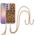For Samsung Galaxy A15 5G Electroplating Dual-side IMD Phone Case with Lanyard(Leopard Print)