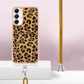 For Samsung Galaxy A05s Electroplating Dual-side IMD Phone Case with Lanyard(Leopard Print)