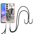 For Samsung Galaxy A05s Electroplating Dual-side IMD Phone Case with Lanyard(Totem Elephant)