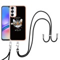 For Samsung Galaxy A05s Electroplating Dual-side IMD Phone Case with Lanyard(Natural Growth)