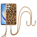 For Samsung Galaxy A25 5G Electroplating Dual-side IMD Phone Case with Lanyard(Leopard Print)