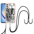 For Samsung Galaxy A25 5G Electroplating Dual-side IMD Phone Case with Lanyard(Totem Elephant)