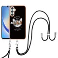 For Samsung Galaxy A25 5G Electroplating Dual-side IMD Phone Case with Lanyard(Natural Growth)