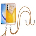 For Samsung Galaxy A25 5G Electroplating Dual-side IMD Phone Case with Lanyard(Draft Beer)