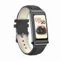 K80 1.57 inch Leather Band IP67 Earphone Detachable Smart Watch Support Bluetooth Call(Black)