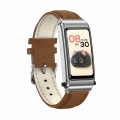 K80 1.57 inch Leather Band IP67 Earphone Detachable Smart Watch Support Bluetooth Call(Silver)
