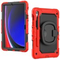 For Samsung Galaxy Tab S9 D Type Silicone Hybrid PC Tablet Case with Handle Holder(Red)