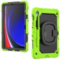 For Samsung Galaxy Tab S9 D Type Silicone Hybrid PC Tablet Case with Handle Holder(Yellow Green)