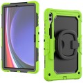 For Samsung Galaxy Tab S9+ D Type Silicone Hybrid PC Tablet Case with Handle Holder(Yellow Green)