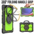 For Samsung Galaxy Tab S9+ D Type Silicone Hybrid PC Tablet Case with Handle Holder(Yellow Green PC)