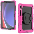 For Samsung Galaxy Tab S9+ D Type Silicone Hybrid PC Tablet Case with Handle Holder(Rose Red)