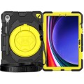 For Samsung Galaxy Tab S9 Spider Rotation Handle Silicone Hybrid PC Tablet Case(Black Yellow)