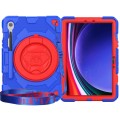 For Samsung Galaxy Tab S9 Spider Rotation Handle Silicone Hybrid PC Tablet Case(Red Blue)