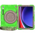 For Samsung Galaxy Tab S9 Spider Rotation Handle Silicone Hybrid PC Tablet Case(Grey Green)