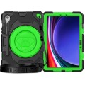 For Samsung Galaxy Tab S9 Spider Rotation Handle Silicone Hybrid PC Tablet Case(Black Green)