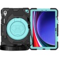 For Samsung Galaxy Tab S9 Spider Rotation Handle Silicone Hybrid PC Tablet Case(Black Light Blue)