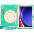 For Samsung Galaxy Tab S9 Spider Rotation Handle Silicone Hybrid PC Tablet Case(Cyan Beige)