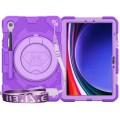 For Samsung Galaxy Tab S9 Spider Rotation Handle Silicone Hybrid PC Tablet Case(Purple)