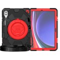 For Samsung Galaxy Tab S9+ Spider Rotation Handle Silicone Hybrid PC Tablet Case(Black Red)
