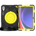 For Samsung Galaxy Tab S9+ Spider Rotation Handle Silicone Hybrid PC Tablet Case(Black Yellow)