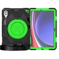 For Samsung Galaxy Tab S9+ Spider Rotation Handle Silicone Hybrid PC Tablet Case(Black Green)