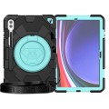 For Samsung Galaxy Tab S9+ Spider Rotation Handle Silicone Hybrid PC Tablet Case(Black Light Blue)