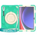 For Samsung Galaxy Tab S9+ Spider Rotation Handle Silicone Hybrid PC Tablet Case(Cyan Beige)