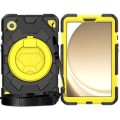 For Samsung Galaxy Tab A9 Spider Rotation Handle Silicone Hybrid PC Tablet Case(Black Yellow)