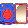 For Samsung Galaxy Tab A9 Spider Rotation Handle Silicone Hybrid PC Tablet Case(Red Blue)